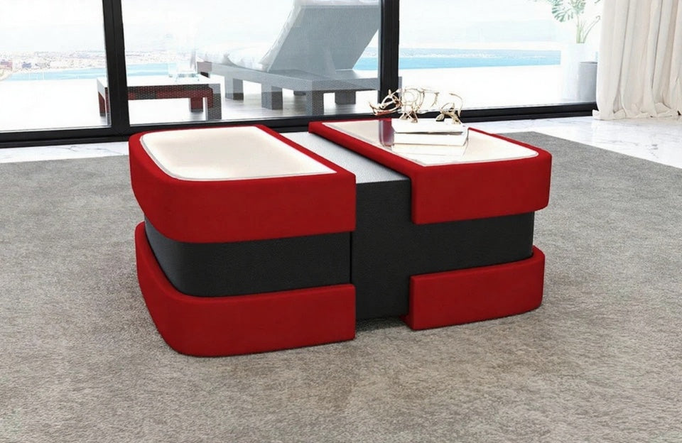 Extendable Glass Top Leather Coffee Table / Ruchi