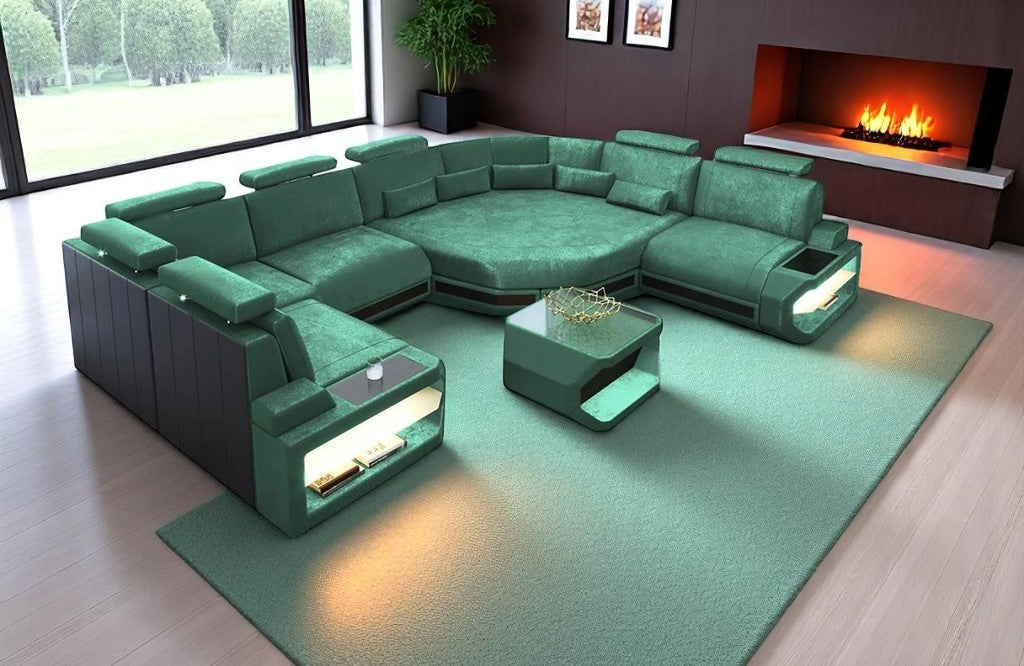 U-shaped LED Fabric Sectional Sofa / Ruchi