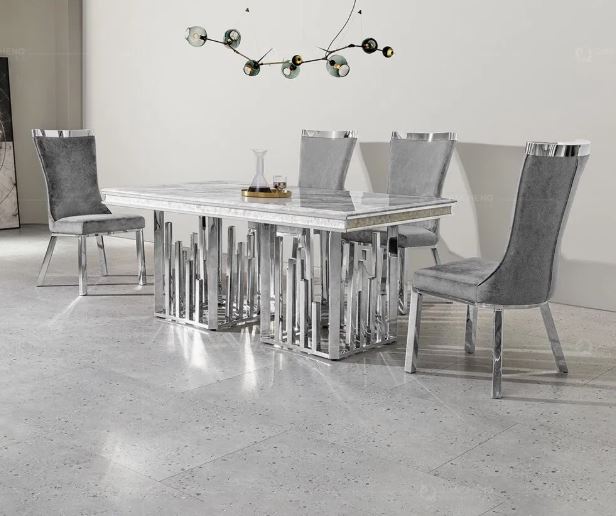 Shiny Marble Dining Table Set