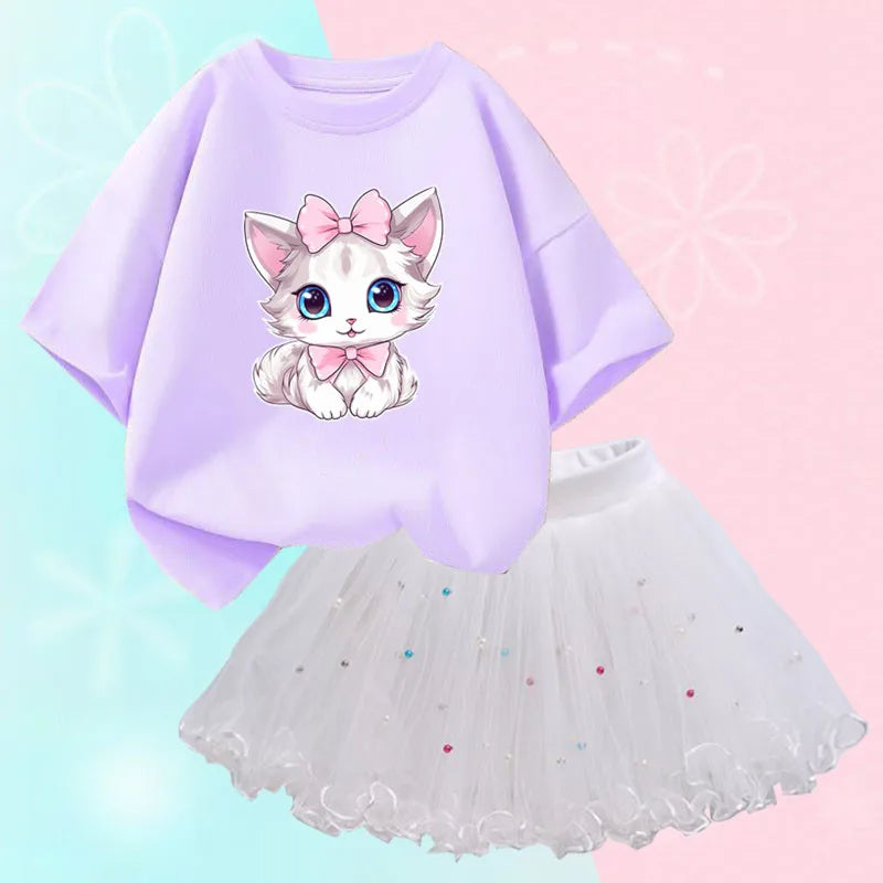 Luxury Printed With Ivory Colored Skirt Children's Dress / Ruchi