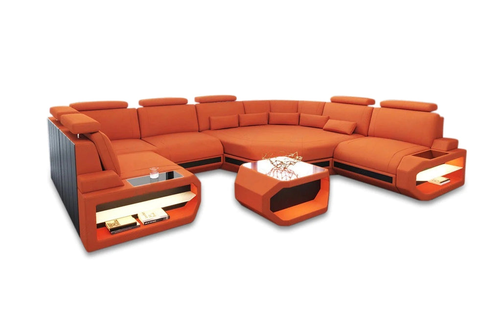 U-shaped LED Leather Sectional Sofa /Ruchi