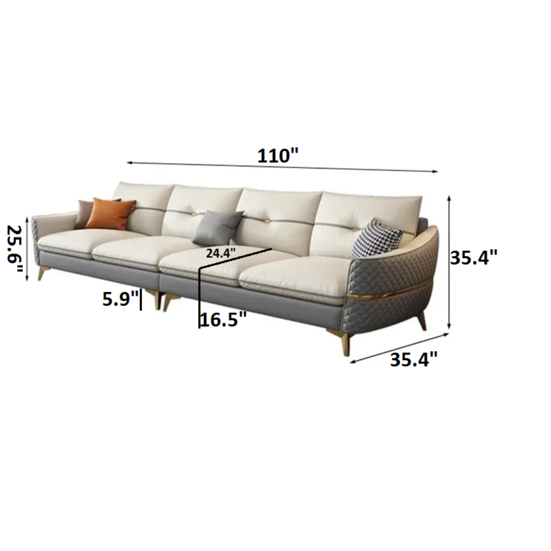 Elegant 4 Seater Leather Sofa