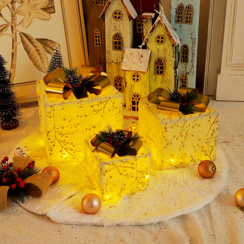 Decorative Christmas Metal Gift Boxes With LED