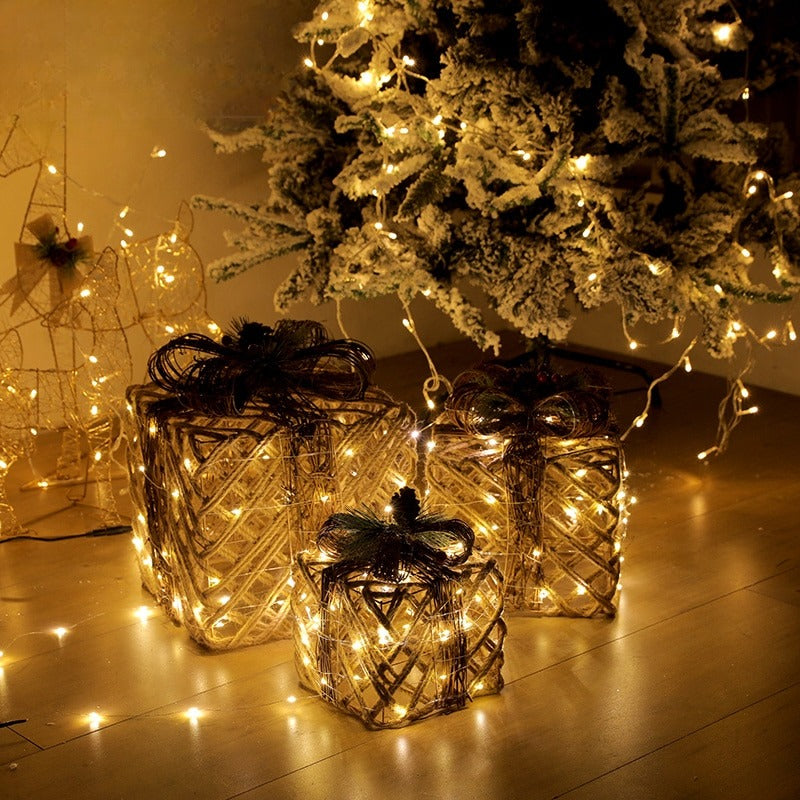 Christmas Gift Box Decorations Set With LED