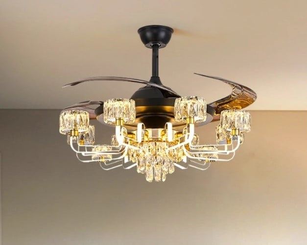 Remote Control LED Crystal Ceiling Fan Light / Ruchi
