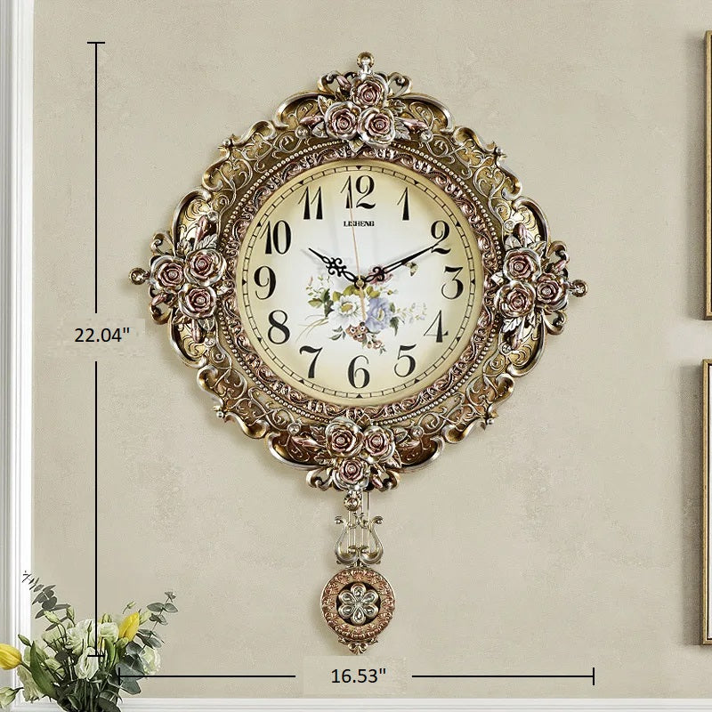 Luxurious European Floral Design Wall Clock / Ruchi