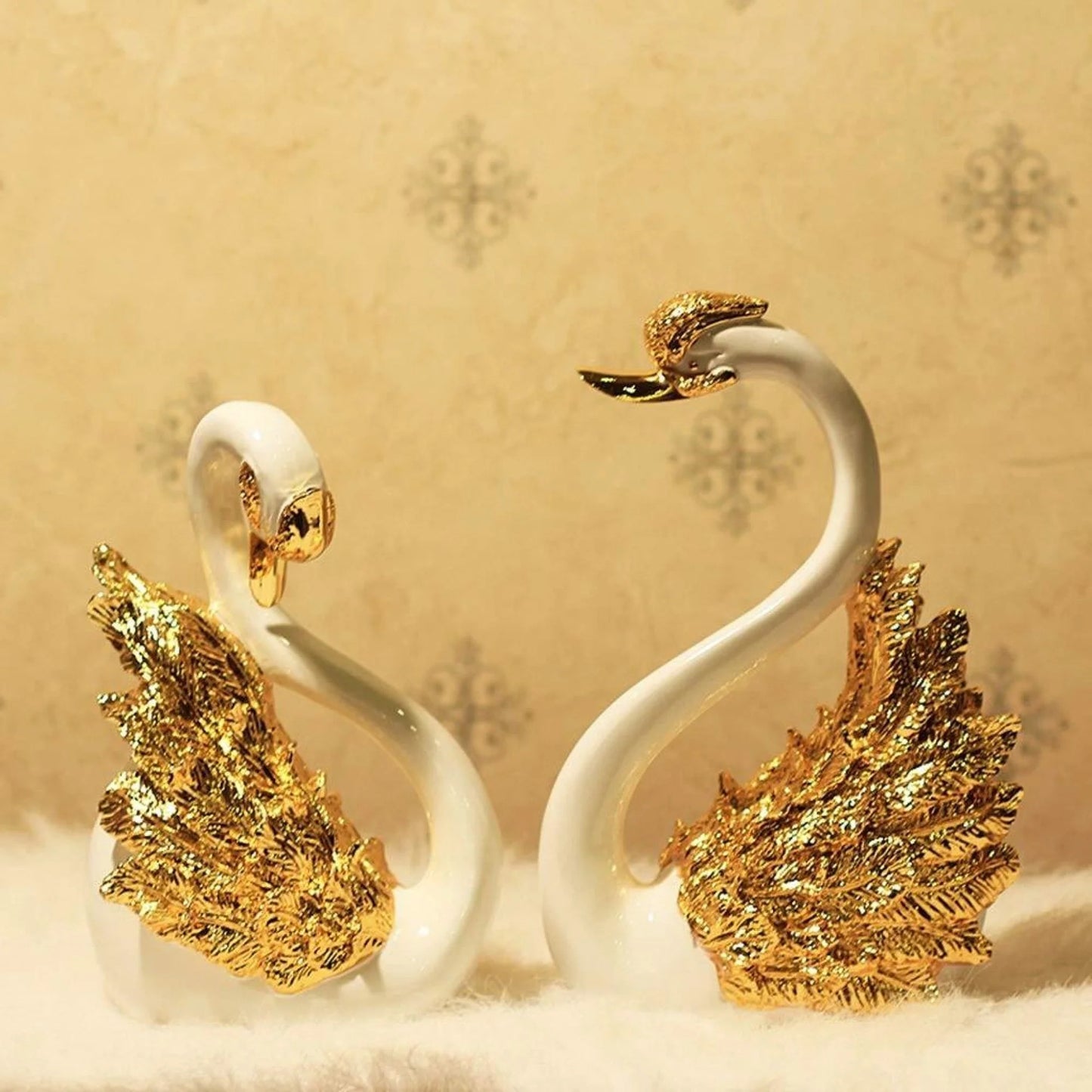 White And Golden Resin Showpiece / Ruchi