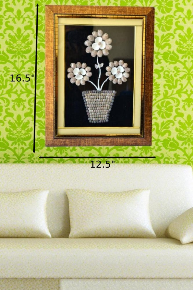 Artistic Creative Glass Framed Flower Pot Wall Art / Ruchi