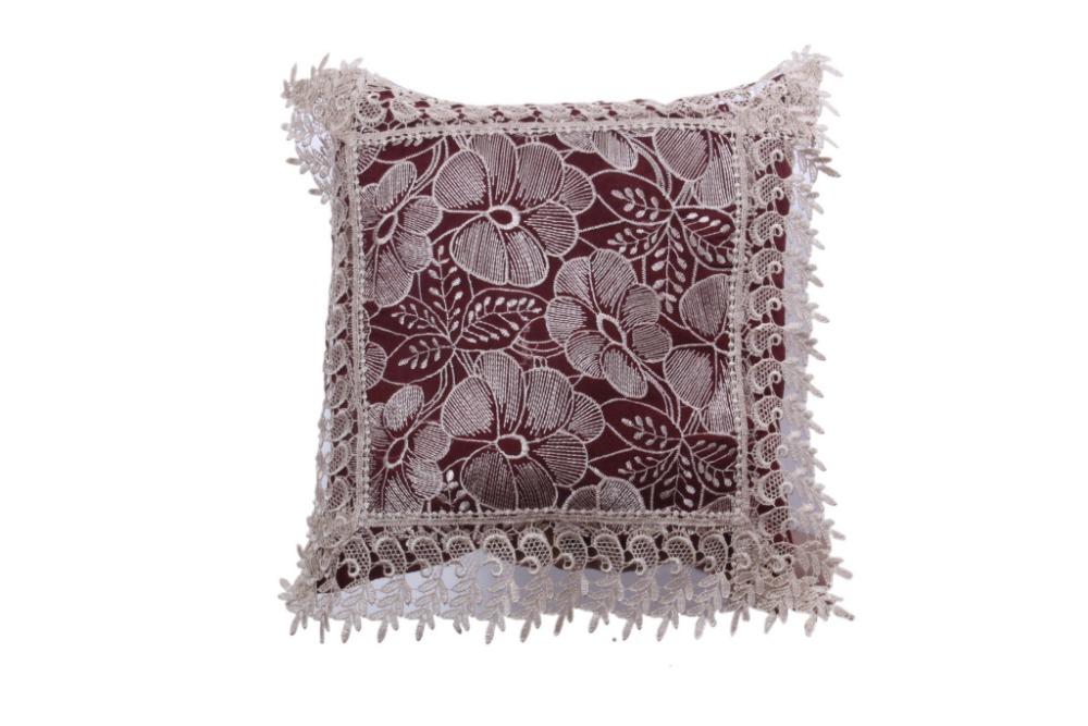 Graceful 15 x 15 Inches Floral Lace Embroidered Cushion Cover / Ruchi