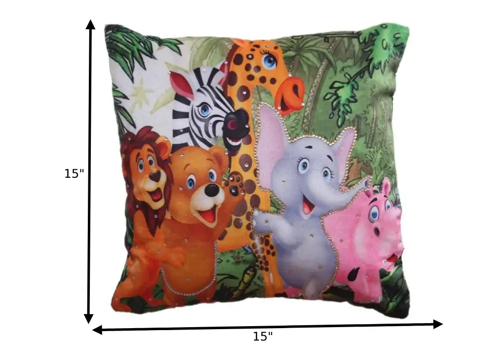 Exclusive Digitally Printed Jungle Theme Cotton Cushion Covers (Set Of 5) / Ruchi