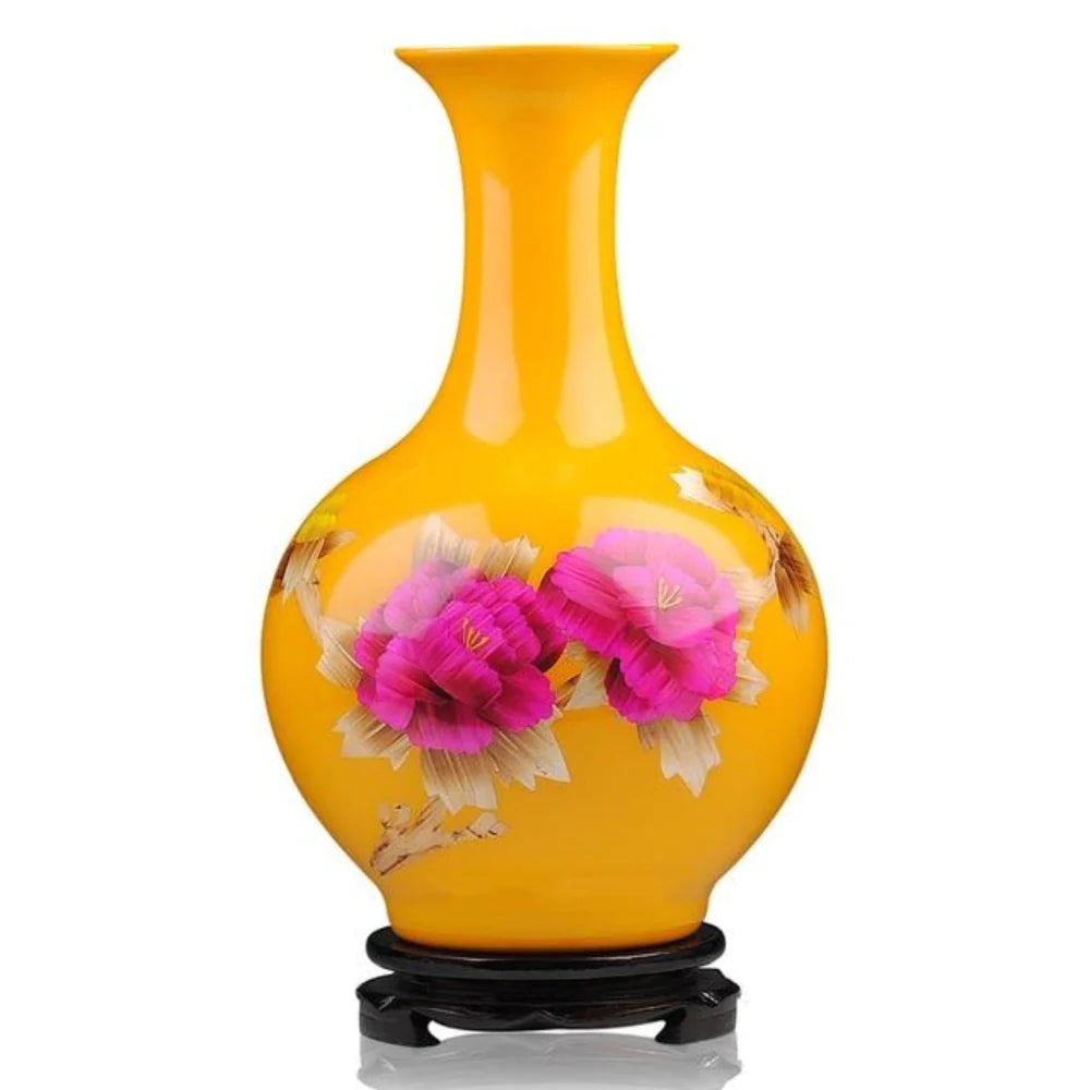 Skillfully Crafted Yellow Ceramic Vase / Ruchi