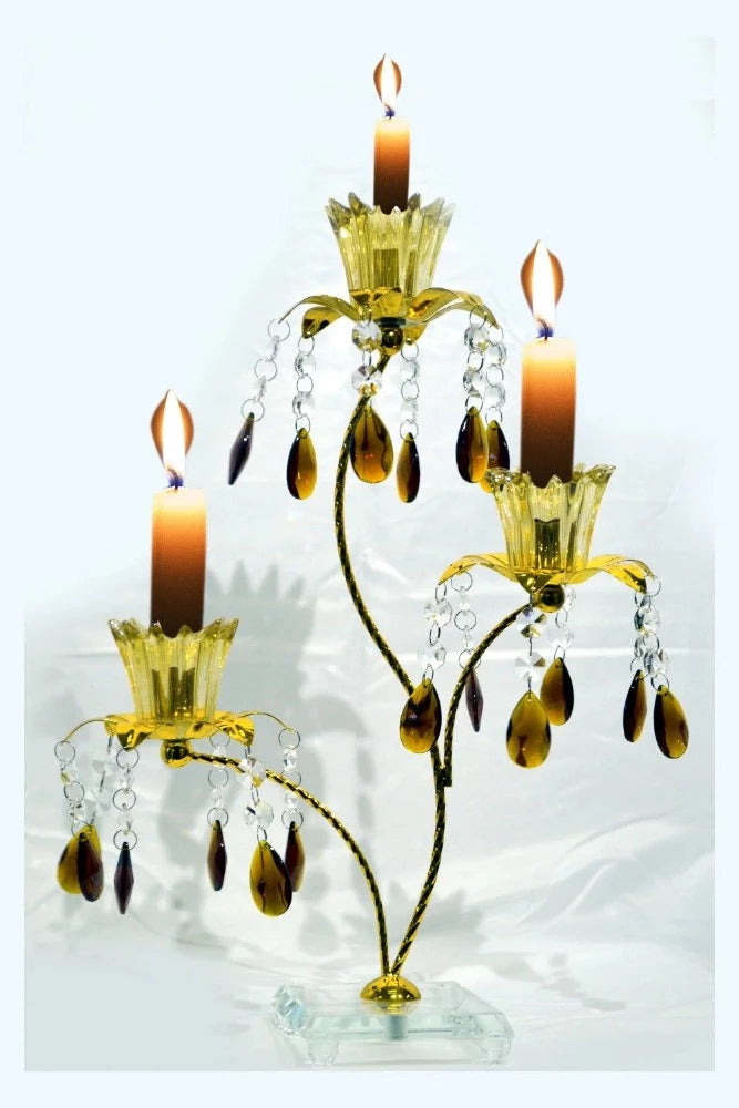 Striking Vintage 3-Tealight Glass Candle Holder / Ruchi