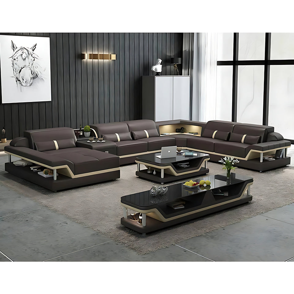 Smart Living Rooms with LED Sofas and Modern Entertainment Units