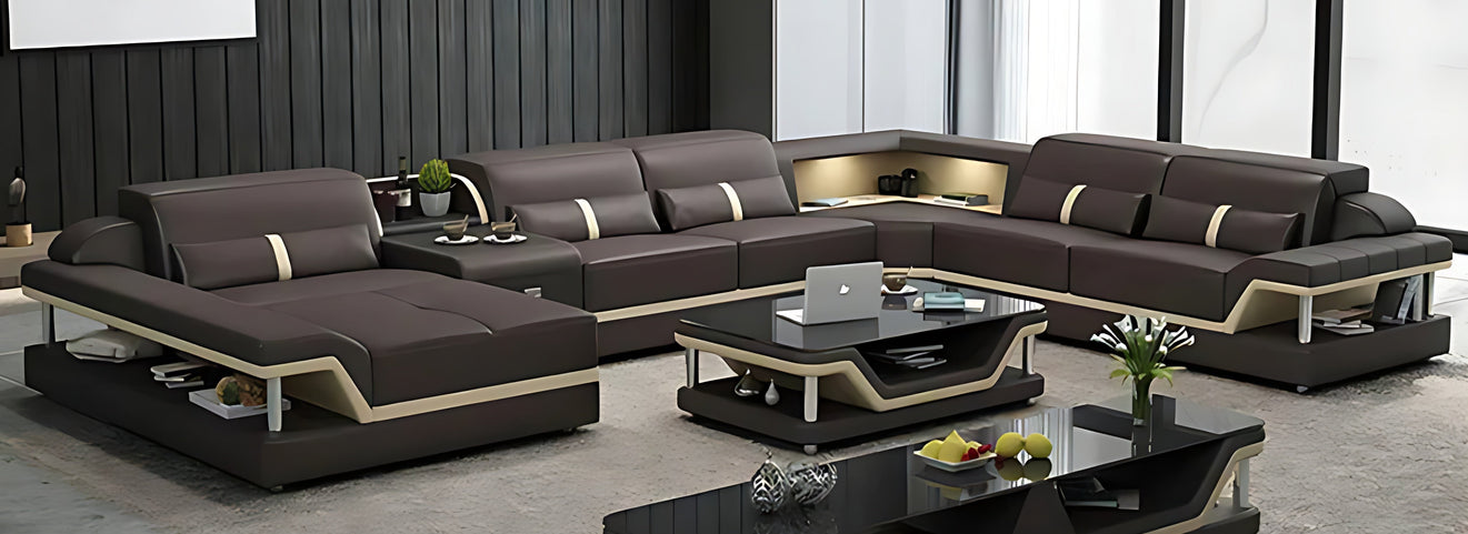 Smart Living Rooms with LED Sofas and Modern Entertainment Units