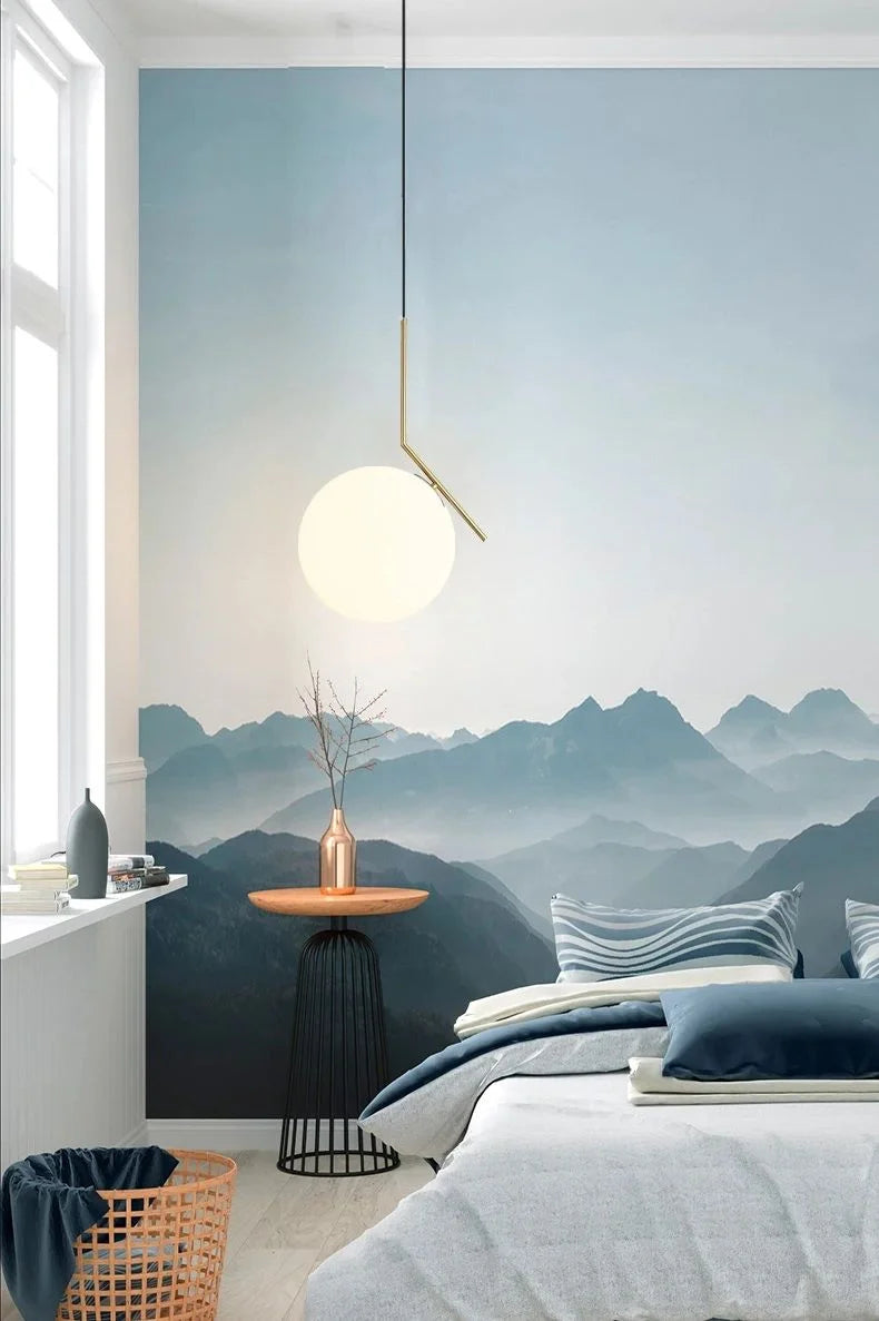 White Round Glass Pendant Light / Ruchi