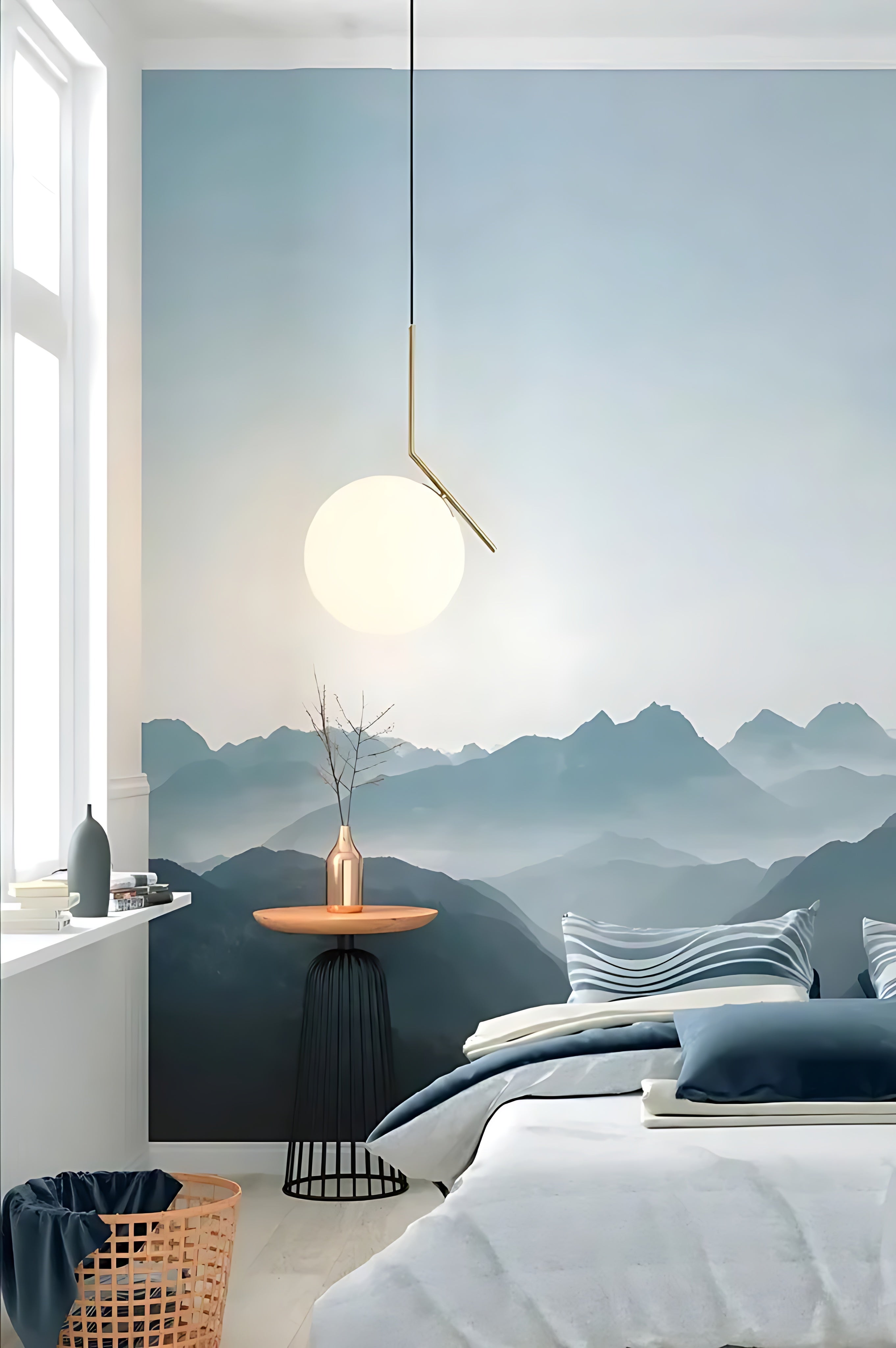 White Round Glass Pendant Light / Ruchi