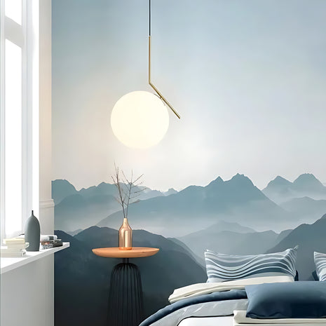 White Round Glass Pendant Light / Ruchi