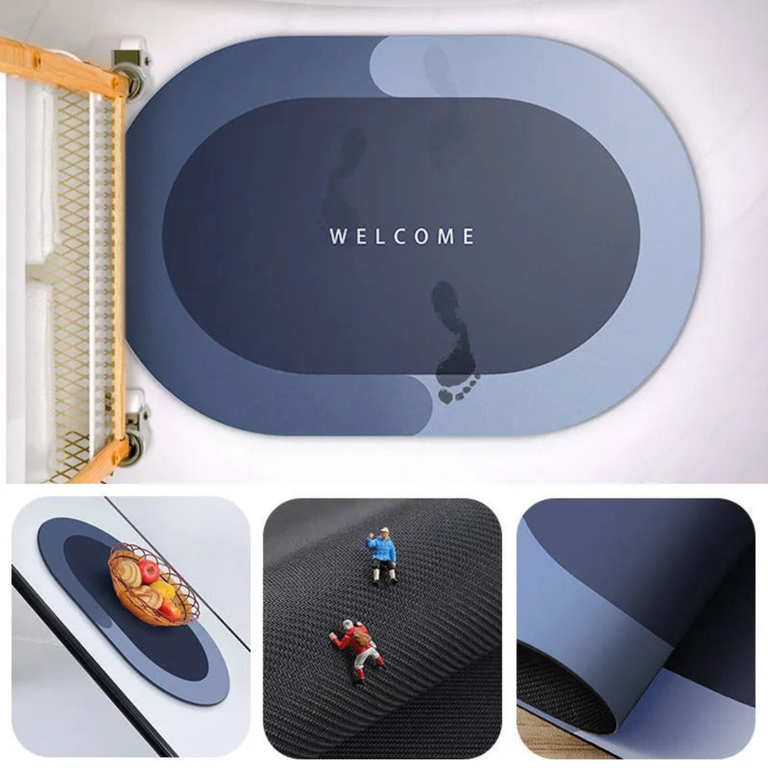 Anti Slip Stripped Oval Rubber Carpet Bathroom Mat / ruchi