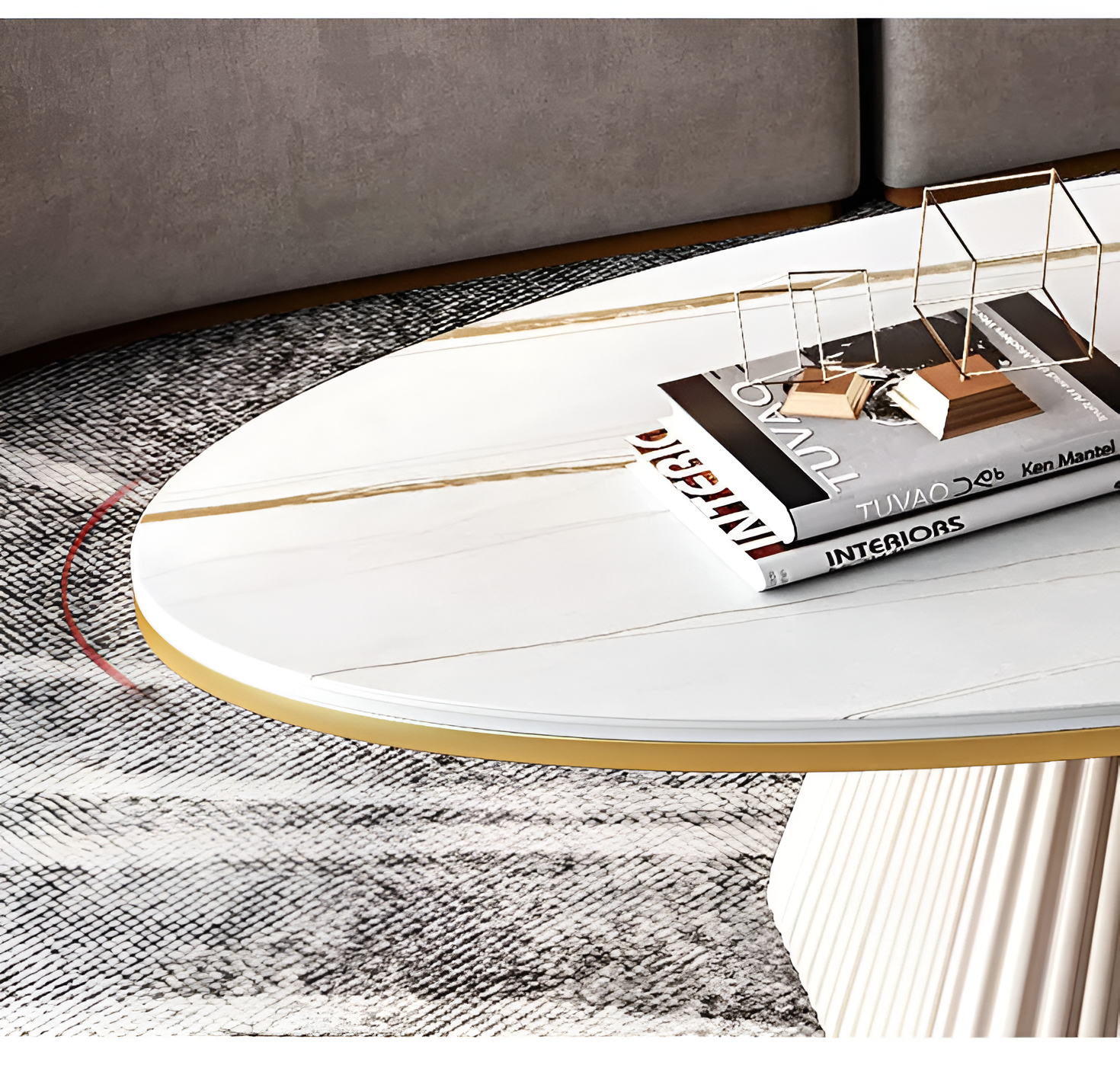 Oval Marble Top Modern Coffee Table / Ruchi