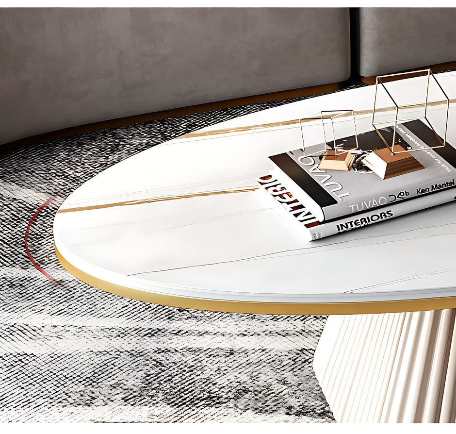 Oval Marble Top Modern Coffee Table / Ruchi