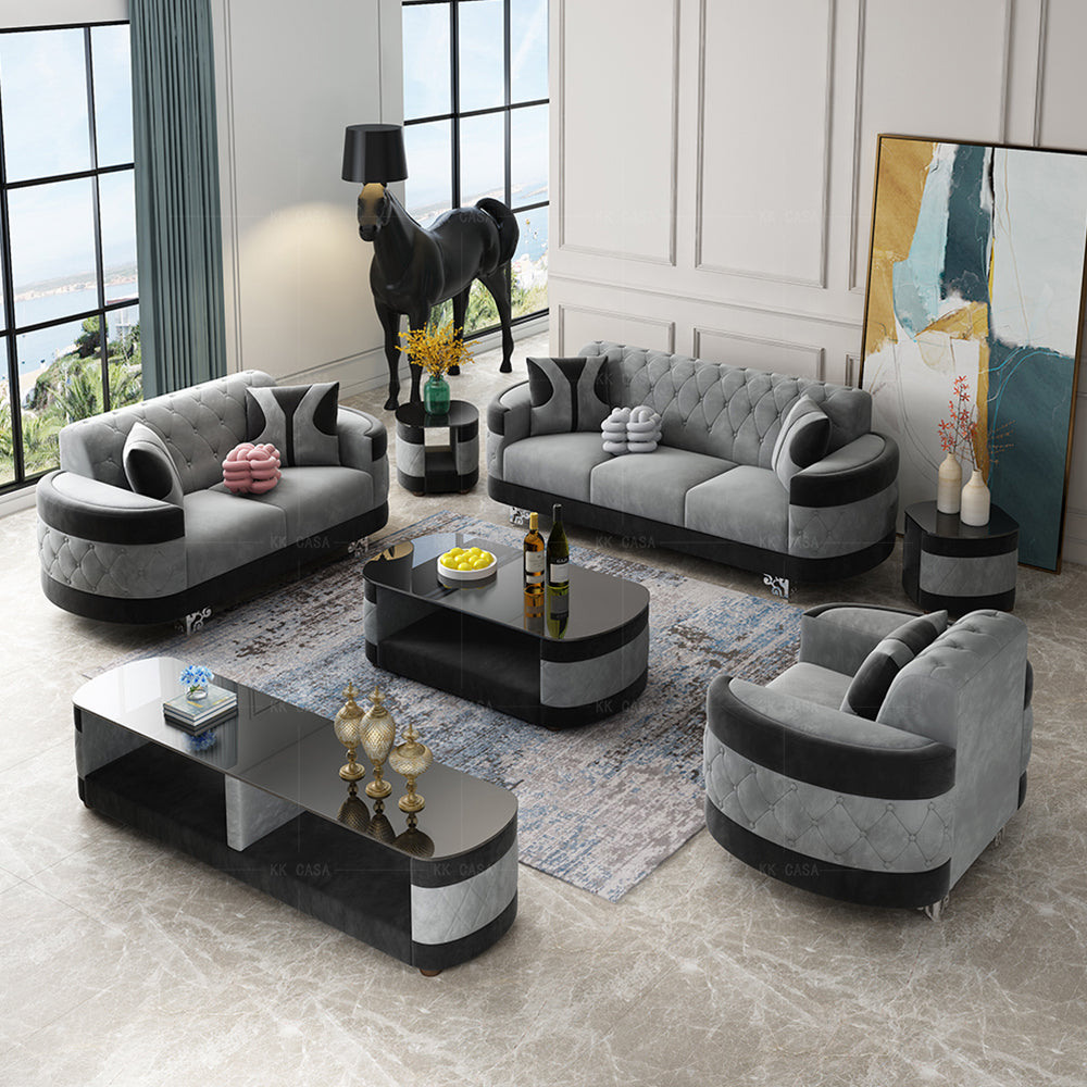 Modern Full Living Leather Sofa Set