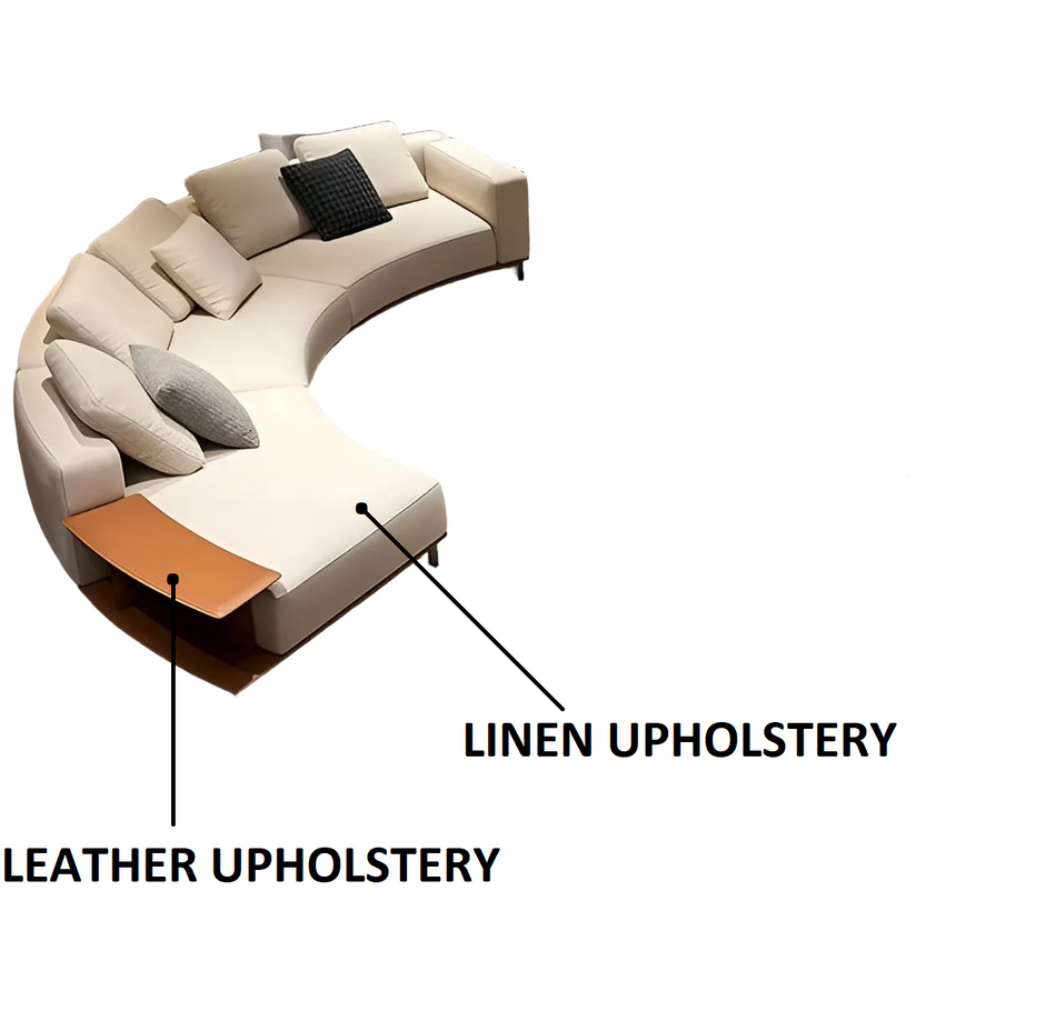 2 Piece Linen Fabric Curved Sectional Sofa