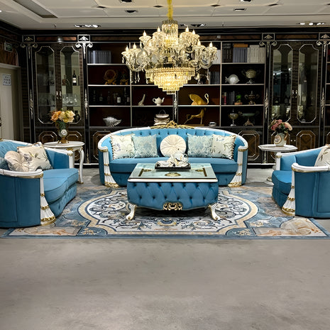 Velvet European Sofa Set of 3 / Ruchi