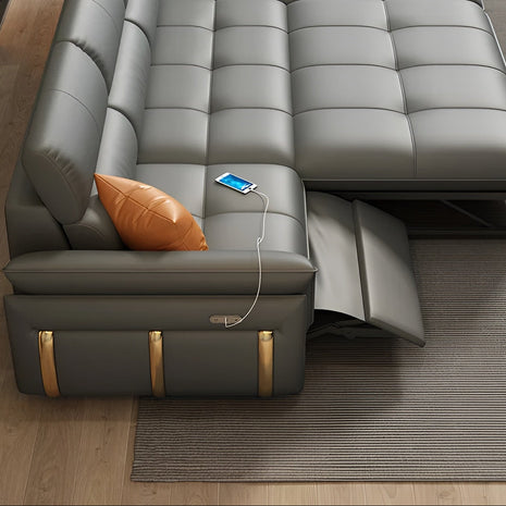 Multifunctional Dual Recliner Leather Sofa Bed
