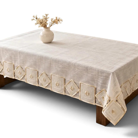 Minimalistic Embroidered Fabric Dining And Coffee Tablecloth / Ruchi