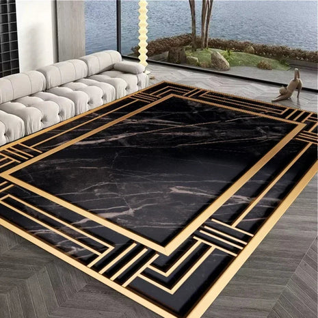 Marble Designed Flannel Anti Slip Rug / Ruchi