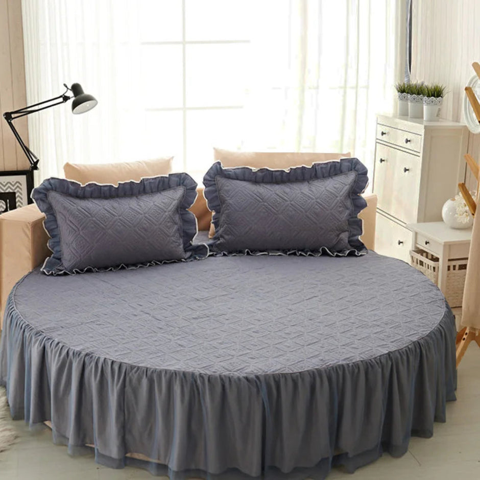 Cotton Round Bedsheet Skirt And Pillowcases /Ruchi