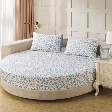 Round Cotton Fitted Bedsheet Set / Ruchi