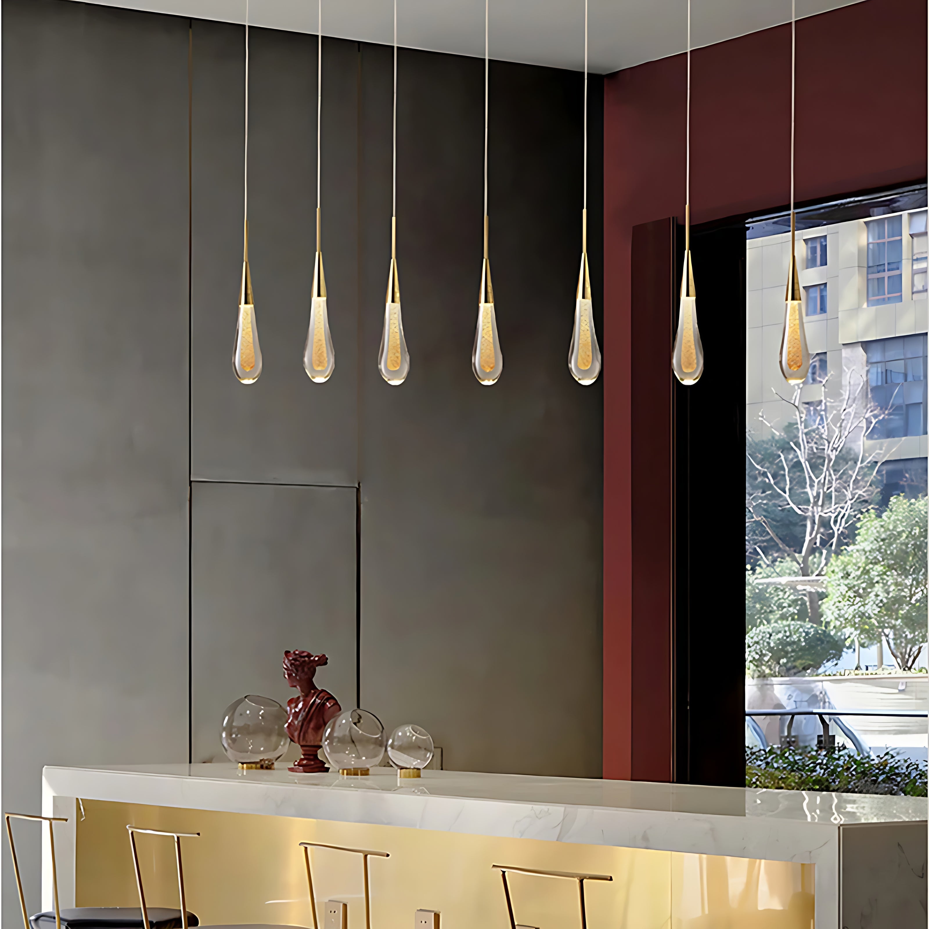 Crystal Raindrop Modern LED Pendant Light / Ruchi