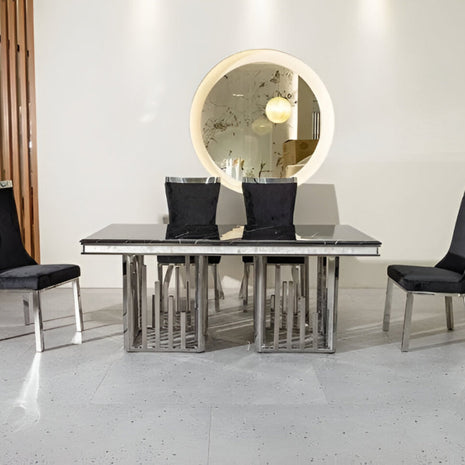 Shiny Marble Dining Table Set