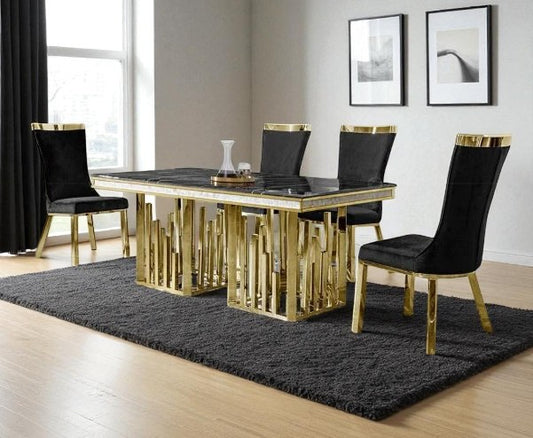 Shiny Marble Dining Table Set