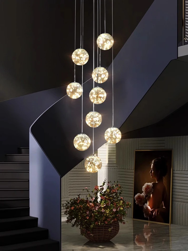 LED Ball Pendant Light Chandelier For Staircase / Ruchi