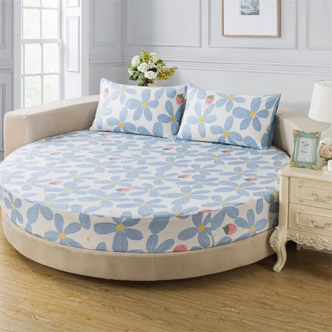 Round Cotton Fitted Bedsheet Set / Ruchi