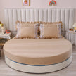 Plain Round Cotton Fitted Sheet With Pillowcases / Ruchi