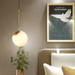 White Round Glass Pendant Light / Ruchi