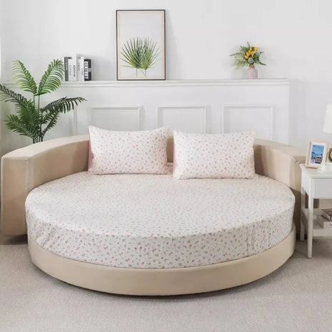 Round Cotton Fitted Bedsheet Set / Ruchi
