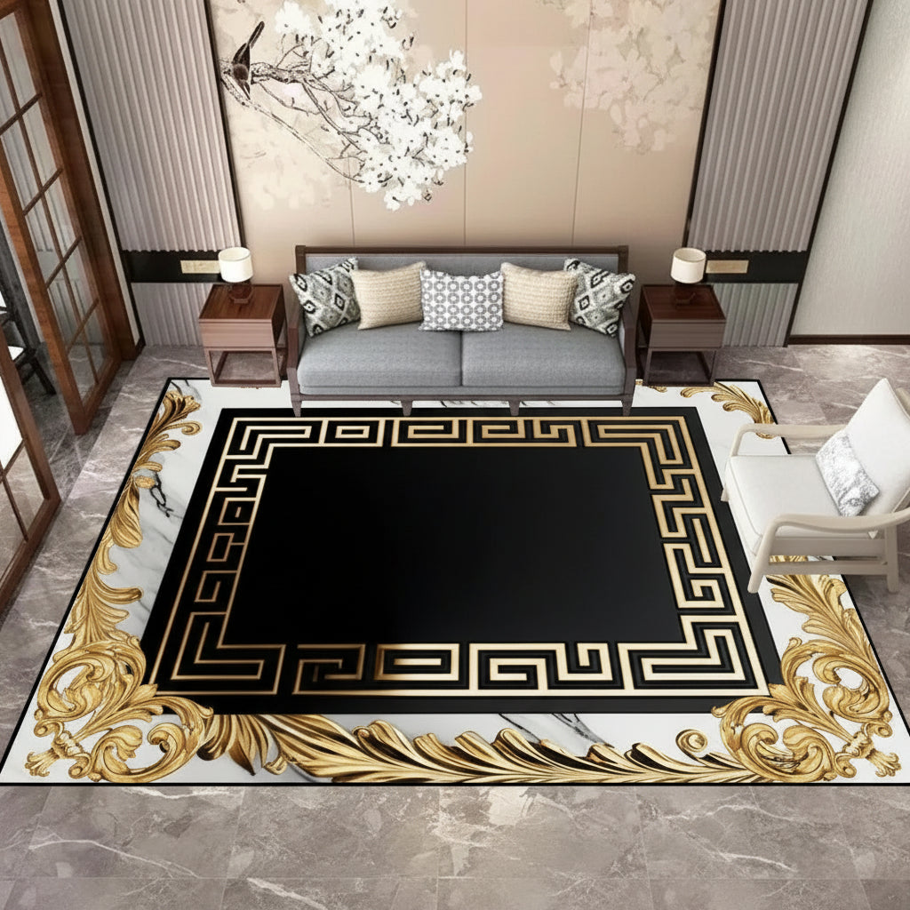 Marble Designed Flannel Anti Slip Rug