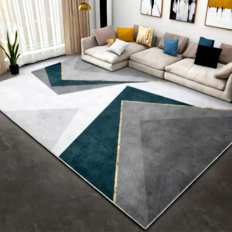 Geometric Patterned Polyester Floor Rug
