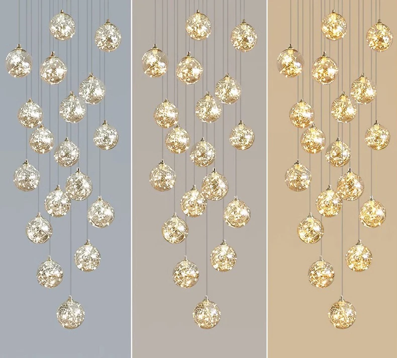 LED Ball Pendant Light Chandelier For Staircase / Ruchi