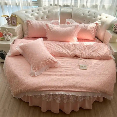 Round Microfiber Fabric Fitted Bedsheet And Bed-Skirt / Ruchi