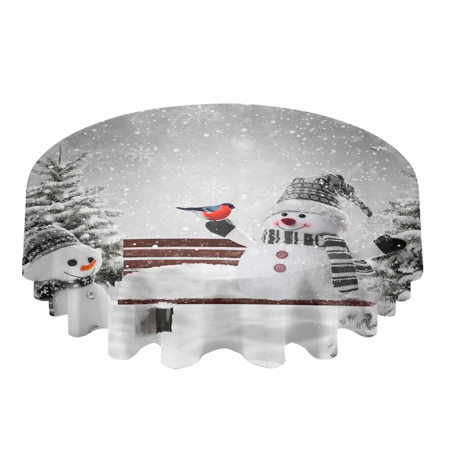 Elegant Christmas Design Printed Round Polyester Tablecloth / Ruchi