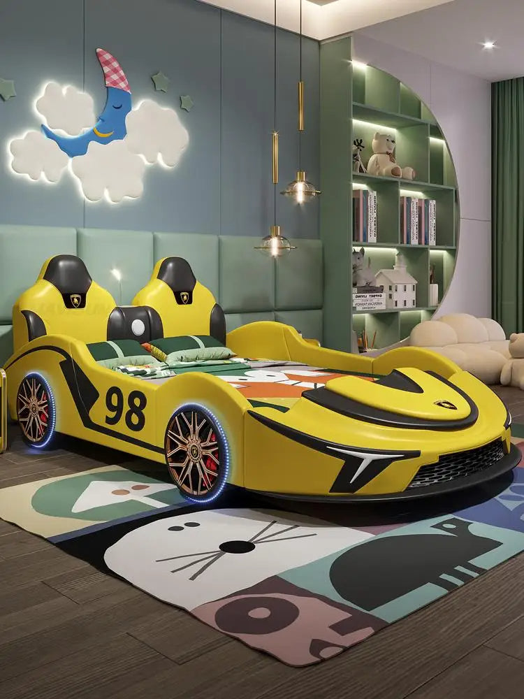 LED Car Leather Kids Bed With Storage / Ruchi
