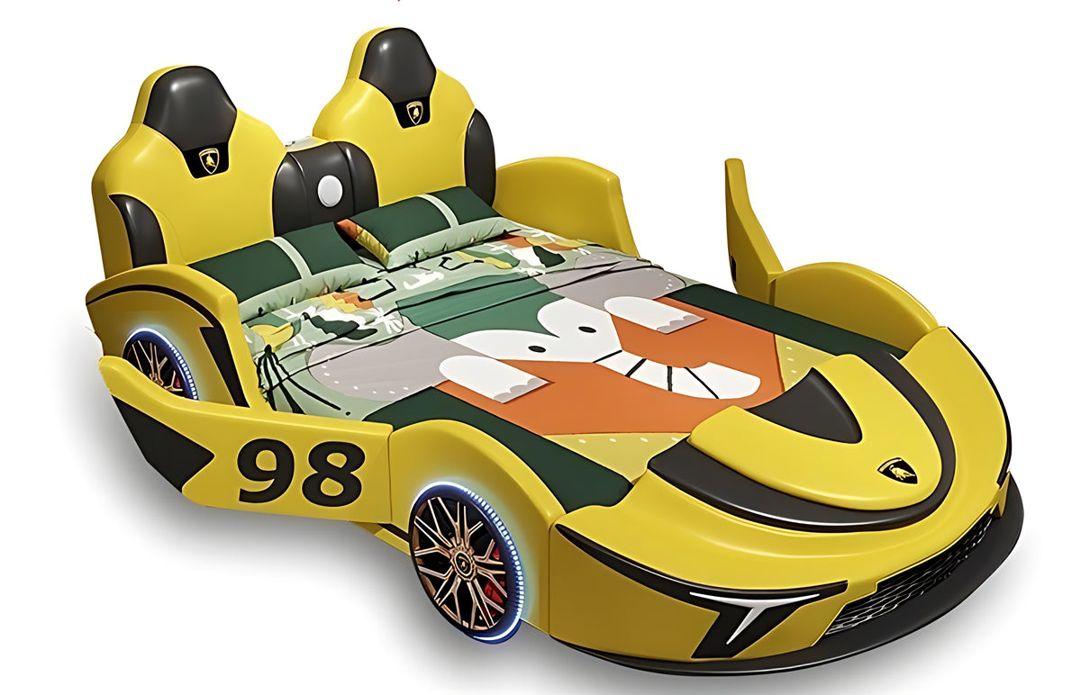 LED Car Leather Kids Bed With Storage / Ruchi