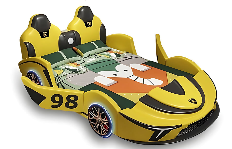 LED Car Leather Kids Bed With Storage / Ruchi