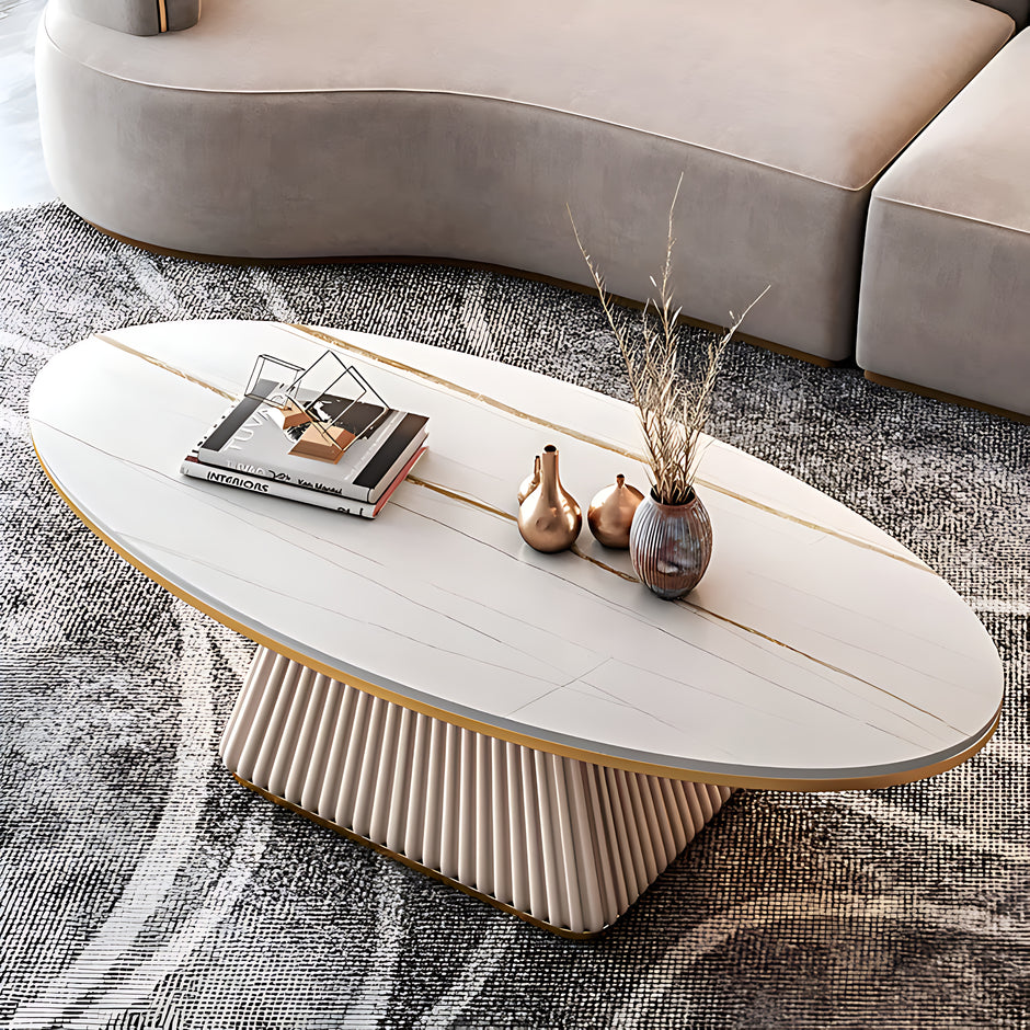 Oval Marble Top Modern Coffee Table / Ruchi