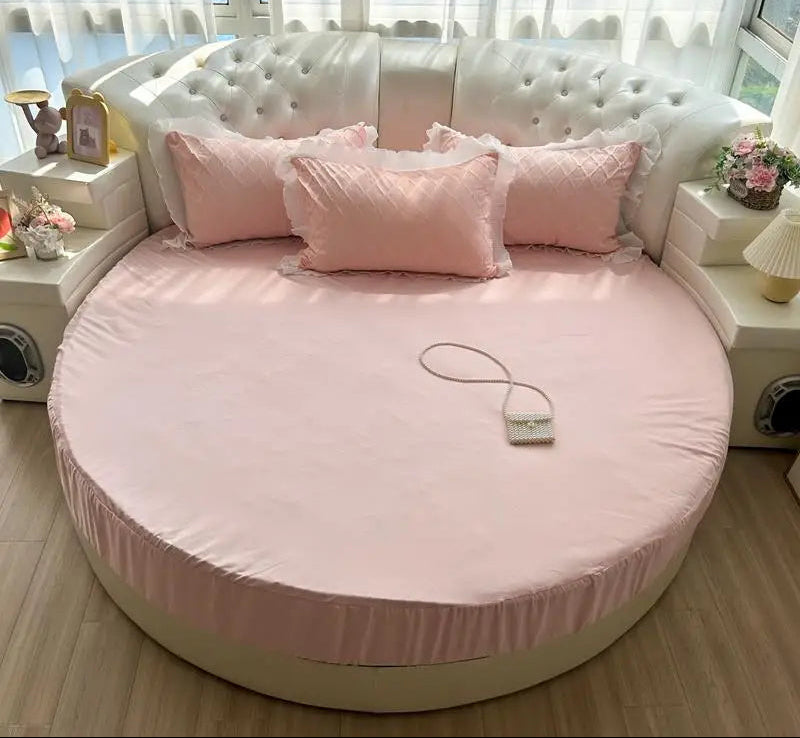 Round Microfiber Fabric Fitted Bedsheet And Bed-Skirt